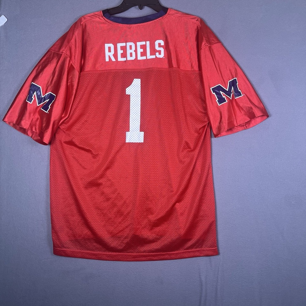 Ole Miss Team Football Jersey Russell Athletic Sz Large